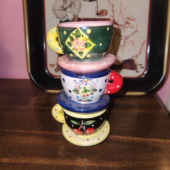 Hand-Painted Miniature Ceramic Espresso Cups With Floral & Fruit Designs By Mary - Picture 7 of 10